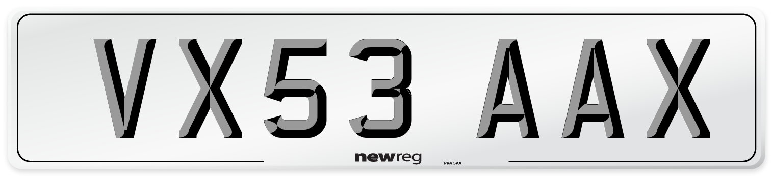 VX53 AAX Number Plate from New Reg